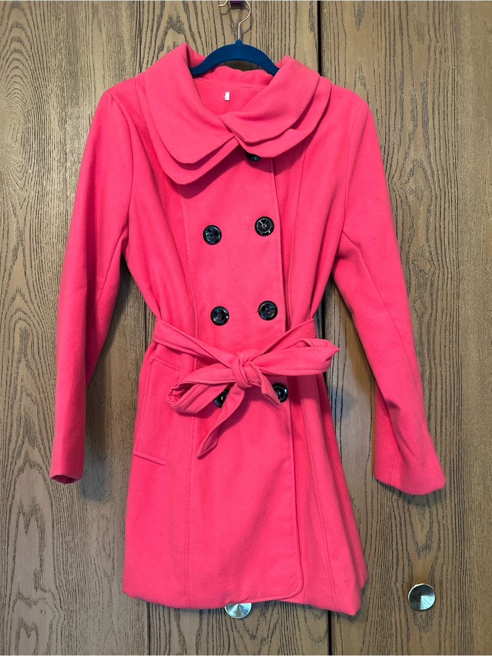 Women's Hot Pink Double-Breasted Trench Coat